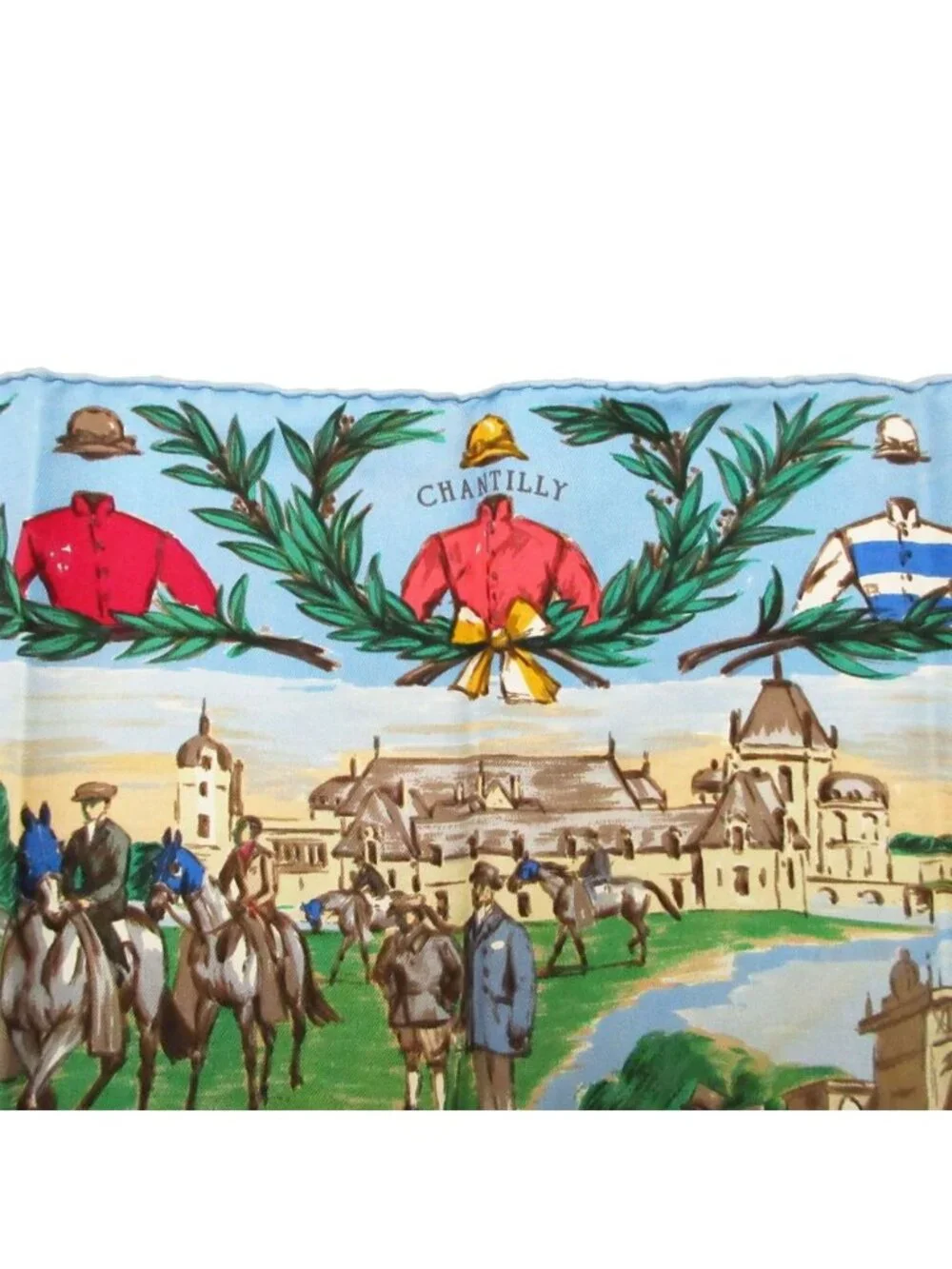 Hermes Scarf Carre 40 Petit Chantilly Stadium Silk 100% Blue - Picture 5 of 8